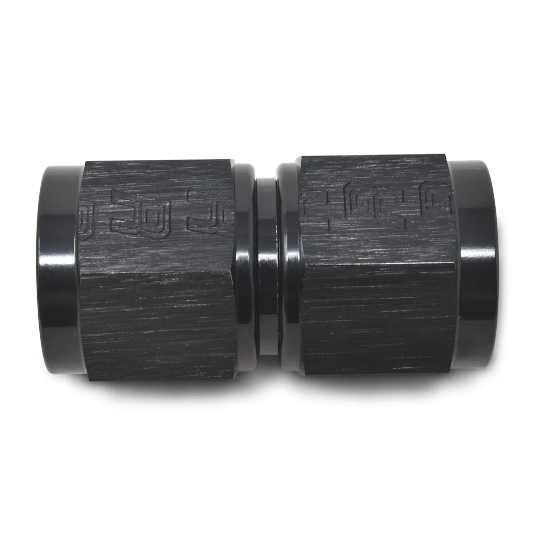 640003 – RUSSELL/EDEL Coupler Fitting, -6 AN Female Straight Aluminum Black Single